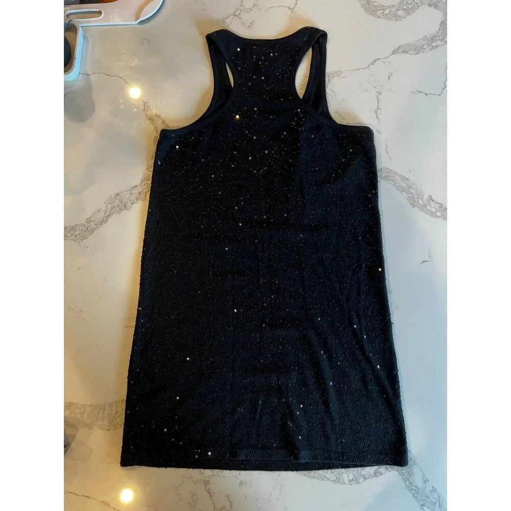 Ralph Lauren Denim & Supply Black Sequin Racerback Tank Dress Size Small - Picture 3 of 8